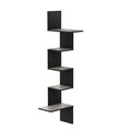 Furinno FR18046GYW-BK Rossi Modern 5-Tier Wall Floating Corner ShelfFrench Oak Grey & Black FR18046GYW/BK